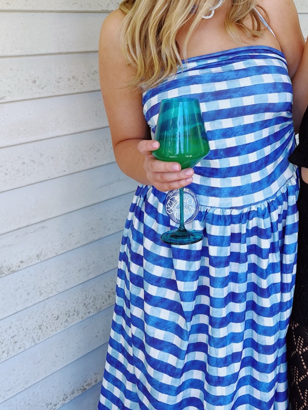 Blue and White Gingham Game Day Maxi Dress